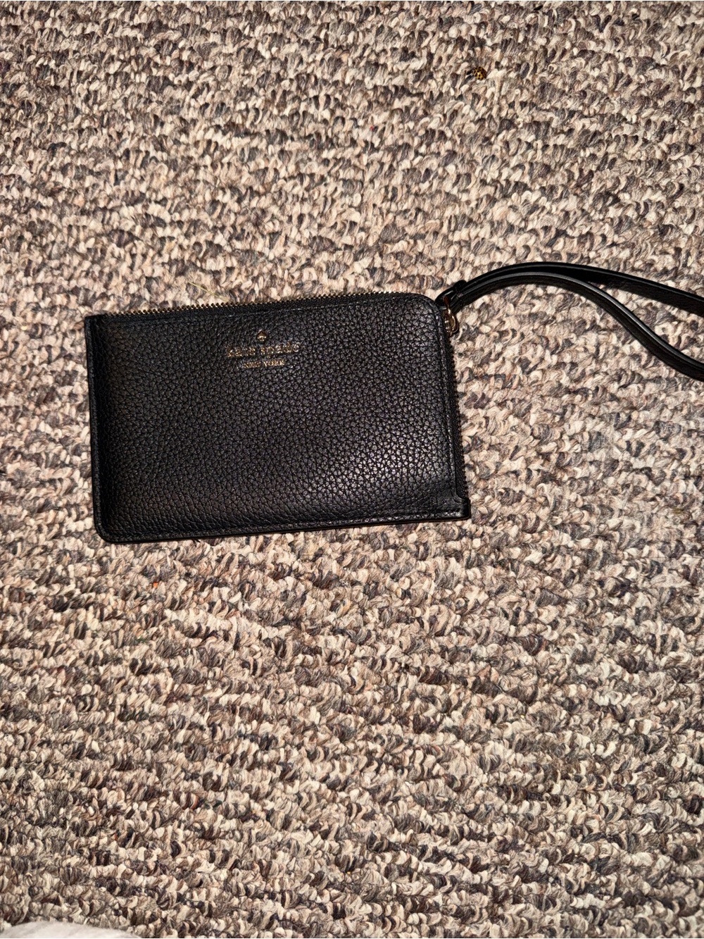 kate spade Black Pebbled Leather Wristlet Wallet with Wrist Strap